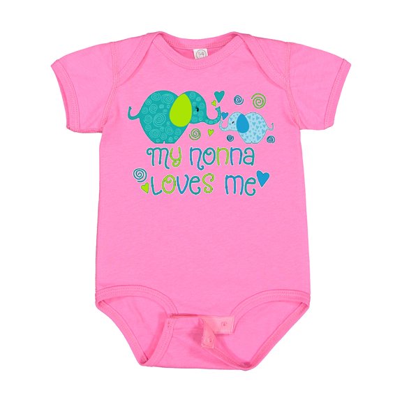 Inktastic My Nonna Loves Me Cute Elephants Boys or Girls Baby Bodysuit