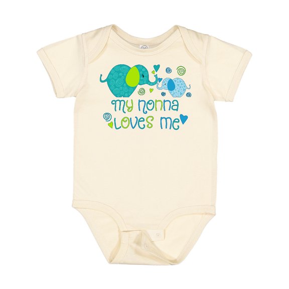 Inktastic My Nonna Loves Me Cute Elephants Boys or Girls Baby Bodysuit