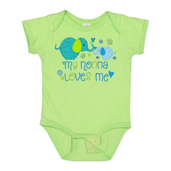 Inktastic My Nonna Loves Me Cute Elephants Boys or Girls Baby Bodysuit