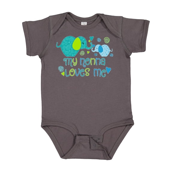 Inktastic My Nonna Loves Me Cute Elephants Boys or Girls Baby Bodysuit