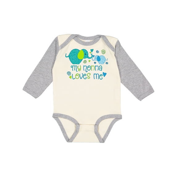 Inktastic My Nonna Loves Me Cute Elephants Boys or Girls Long Sleeve Baby Bodysuit