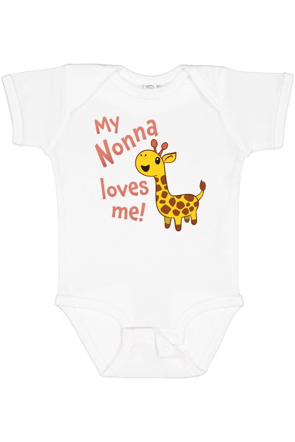My Nonna Loves Me Cute Giraffe Boys or Girls Baby Bodysuit