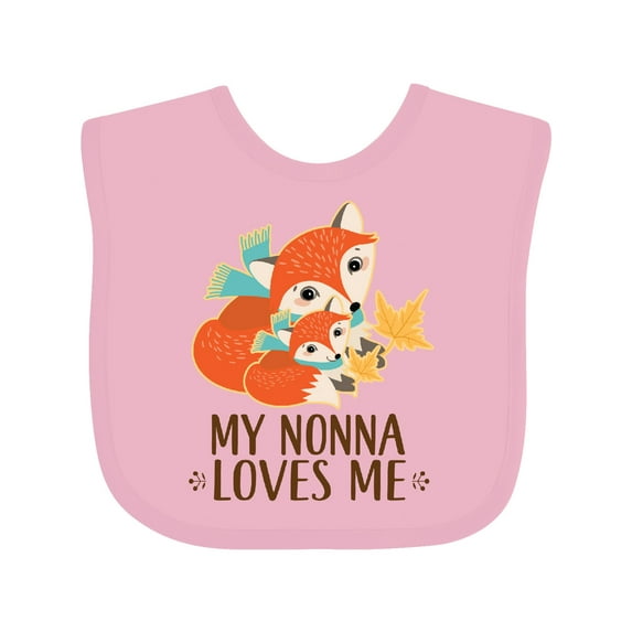 Inktastic My Nonna Loves Me Grandchild Cute Fox Boys or Girls Baby Bib
