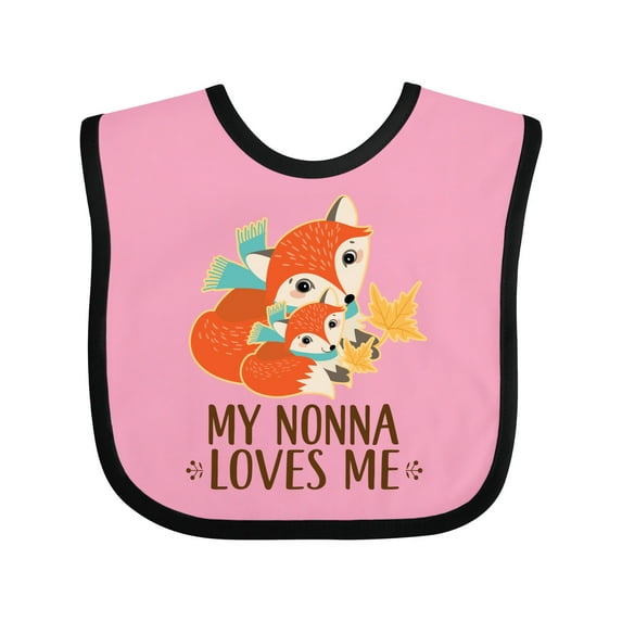 Inktastic My Nonna Loves Me Grandchild Cute Fox Boys or Girls Baby Bib