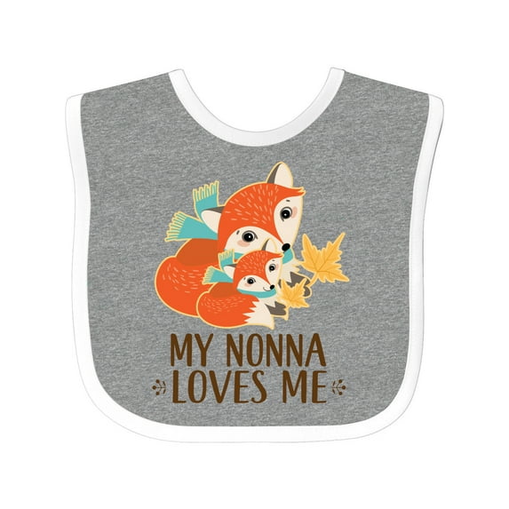 Inktastic My Nonna Loves Me Grandchild Cute Fox Boys or Girls Baby Bib