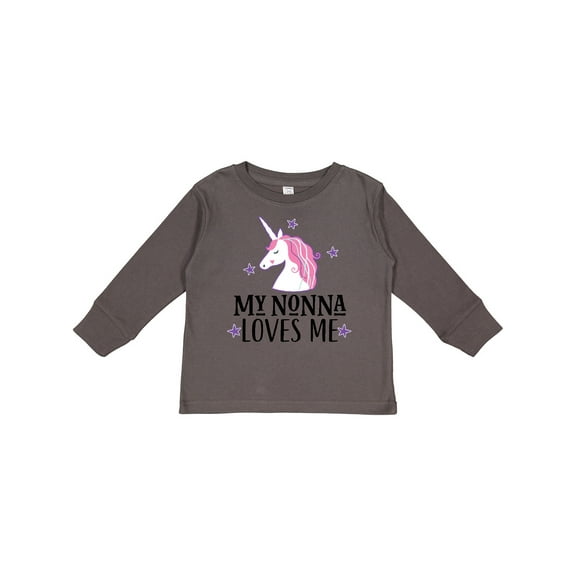 Inktastic My Nonna Loves Me Unicorn Girls Long Sleeve Toddler T-Shirt