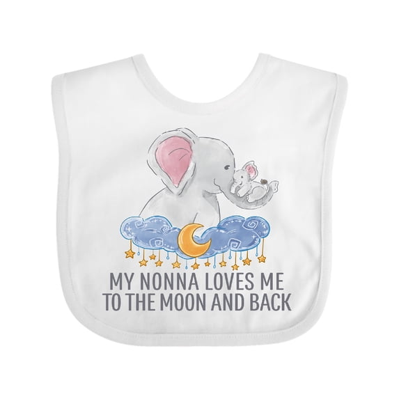 Inktastic My Nonna Loves Me to the Moon and Back Elephants in Clouds Boys or Girls Baby Bib