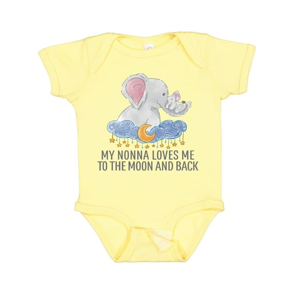 Inktastic My Nonna Loves Me to the Moon and Back Elephants in Clouds Boys or Girls Baby Bodysuit