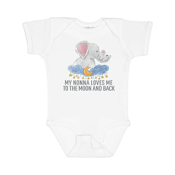 Inktastic My Nonna Loves Me to the Moon and Back Elephants in Clouds Boys or Girls Baby Bodysuit