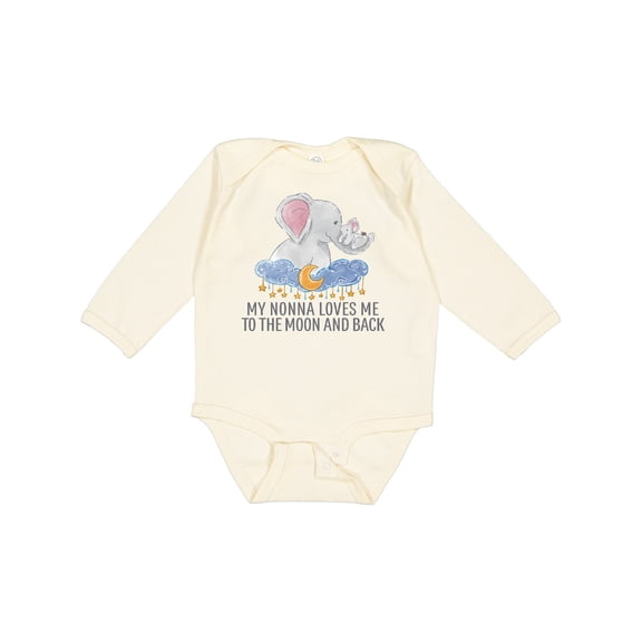 Inktastic My Nonna Loves Me to the Moon and Back Elephants in Clouds Boys or Girls Long Sleeve Baby Bodysuit