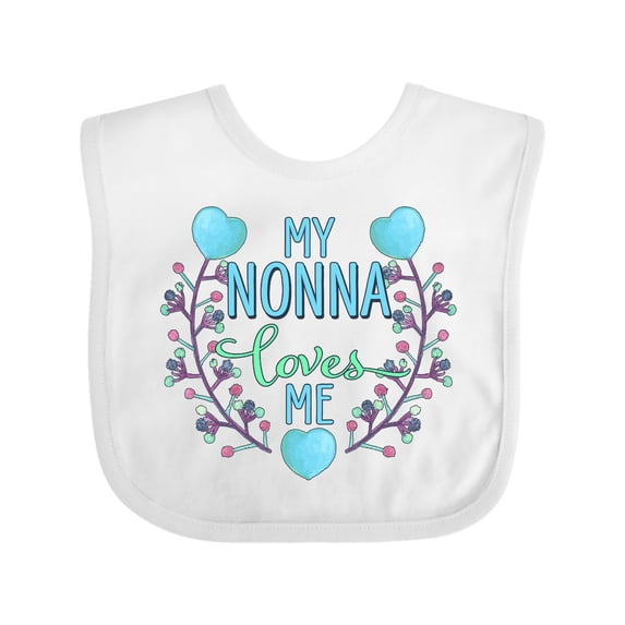 Inktastic My Nonna Loves Me with Flowers and Hearts Boys or Girls Baby Bib