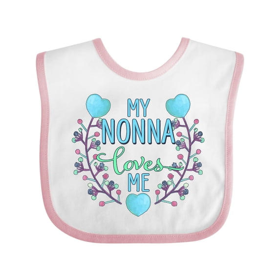 Inktastic My Nonna Loves Me with Flowers and Hearts Boys or Girls Baby Bib