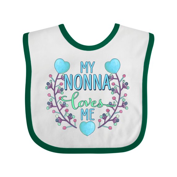 Inktastic My Nonna Loves Me with Flowers and Hearts Boys or Girls Baby Bib