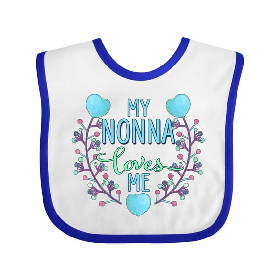 Inktastic My Nonna Loves Me with Flowers and Hearts Boys or Girls Baby Bib