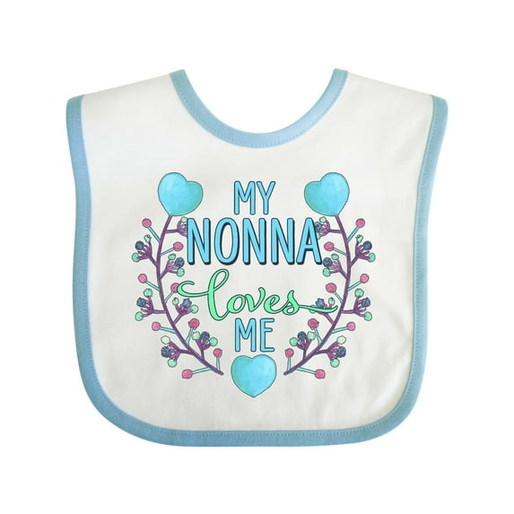 Inktastic My Nonna Loves Me with Flowers and Hearts Boys or Girls Baby Bib