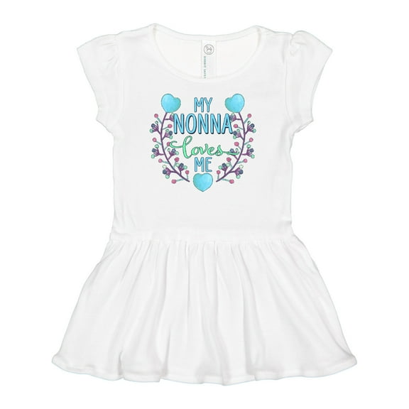 Inktastic My Nonna Loves Me with Flowers and Hearts Girls Baby Dress