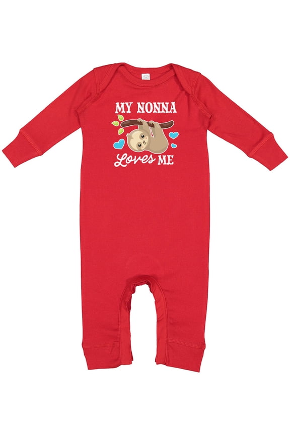My Nonna Loves Me with Sloth and Hearts Baby Romper Coveralls