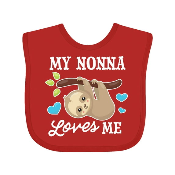 Inktastic My Nonna Loves Me with Sloth and Hearts Boys or Girls Baby Bib