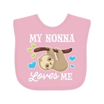Inktastic My Nonna Loves Me with Sloth and Hearts Boys or Girls Baby Bib