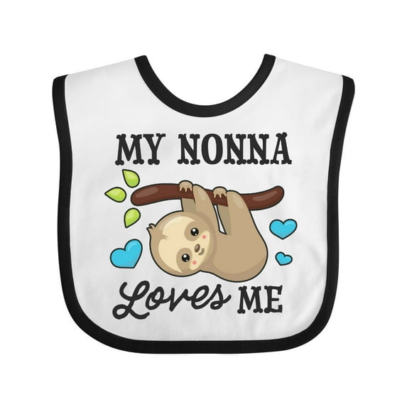 Inktastic My Nonna Loves Me with Sloth and Hearts Boys or Girls Baby Bib
