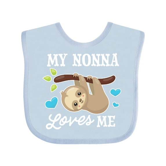 Inktastic My Nonna Loves Me with Sloth and Hearts Boys or Girls Baby Bib