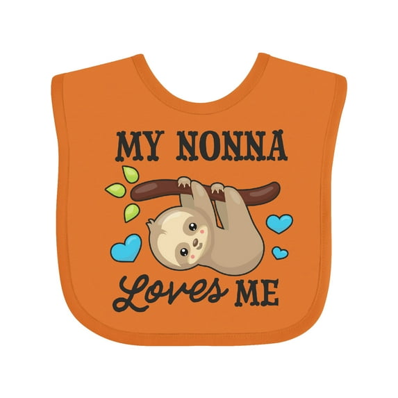 Inktastic My Nonna Loves Me with Sloth and Hearts Boys or Girls Baby Bib