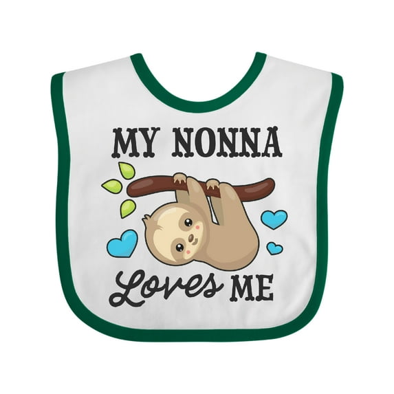 Inktastic My Nonna Loves Me with Sloth and Hearts Boys or Girls Baby Bib
