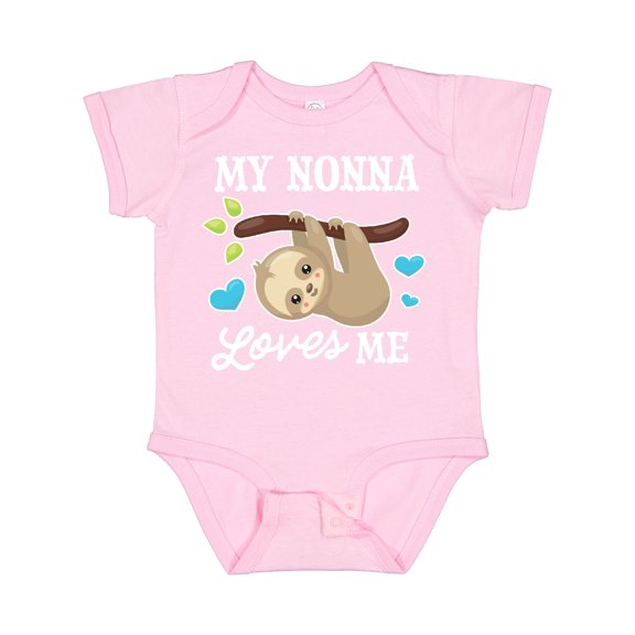Inktastic My Nonna Loves Me with Sloth and Hearts Boys or Girls Baby Bodysuit
