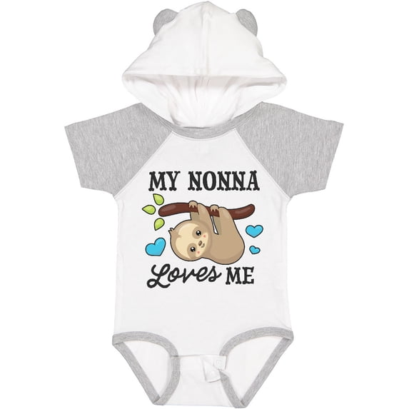 Inktastic My Nonna Loves Me with Sloth and Hearts Boys or Girls Baby Bodysuit