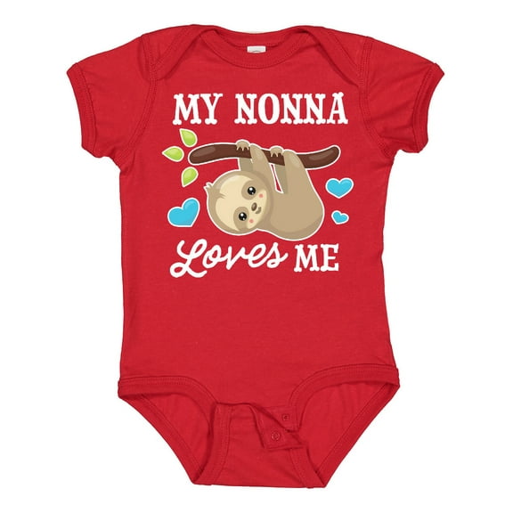 Inktastic My Nonna Loves Me with Sloth and Hearts Boys or Girls Baby Bodysuit