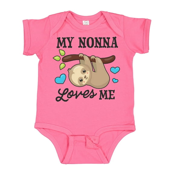 Inktastic My Nonna Loves Me with Sloth and Hearts Boys or Girls Baby Bodysuit