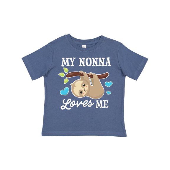 Inktastic My Nonna Loves Me with Sloth and Hearts Boys or Girls Toddler T-Shirt
