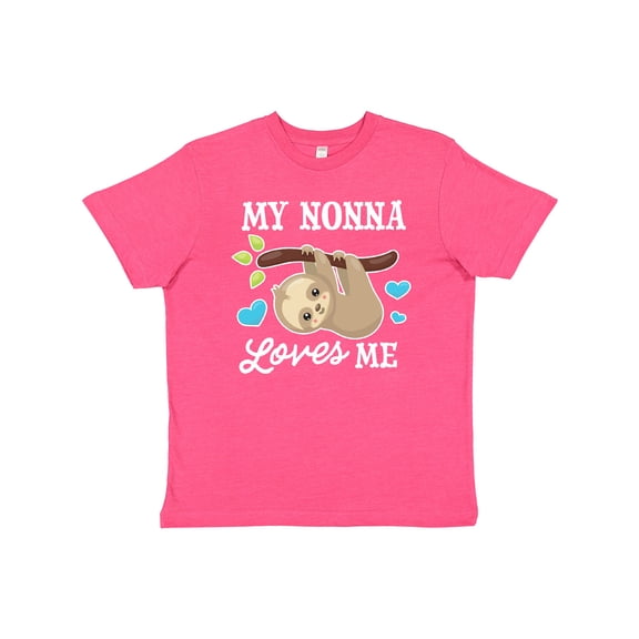 Inktastic My Nonna Loves Me with Sloth and Hearts Youth T-Shirt