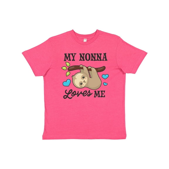 Inktastic My Nonna Loves Me with Sloth and Hearts Youth T-Shirt