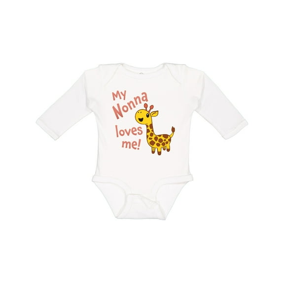 Inktastic My Nonna Loves me- cute giraffe Boys or Girls Long Sleeve Baby Bodysuit