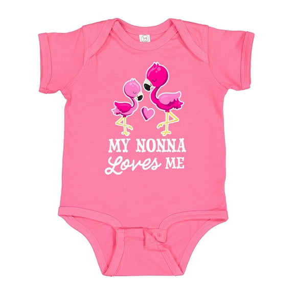 Inktastic My Nonna Loves me with Two Flamingos Boys or Girls Baby Bodysuit