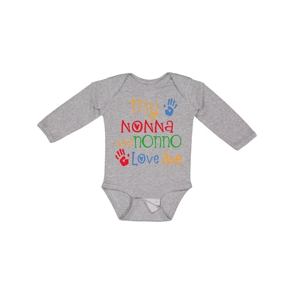 Inktastic My Nonna and Nonno Love Me Grandchild Boys or Girls Long Sleeve Baby Bodysuit