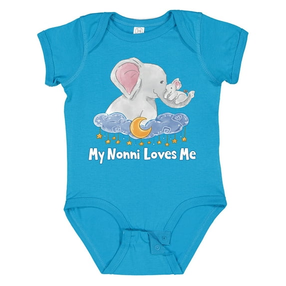 Inktastic My Nonni Loves Me Cute Elephants Clouds Moon and Stars Boys or Girls Baby Bodysuit