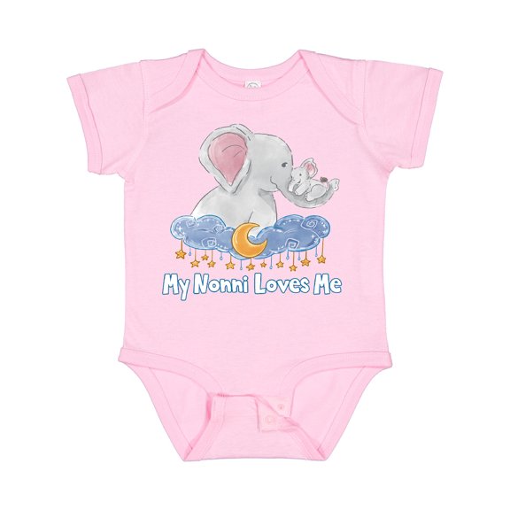 Inktastic My Nonni Loves Me Cute Elephants Clouds Moon and Stars Boys or Girls Baby Bodysuit