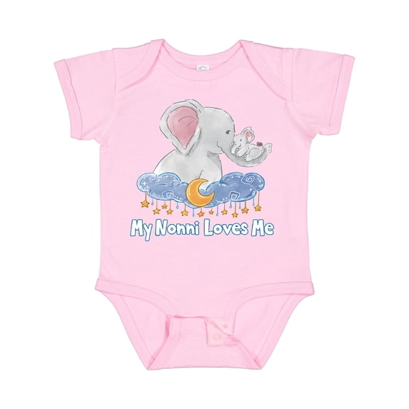 Inktastic My Nonni Loves Me Cute Elephants Clouds Moon and Stars Boys or Girls Baby Bodysuit