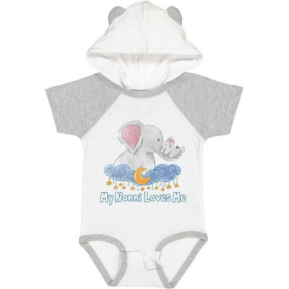 Inktastic My Nonni Loves Me Cute Elephants Clouds Moon and Stars Boys or Girls Baby Bodysuit