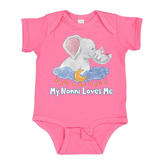 Inktastic My Nonni Loves Me Cute Elephants Clouds Moon and Stars Boys or Girls Baby Bodysuit