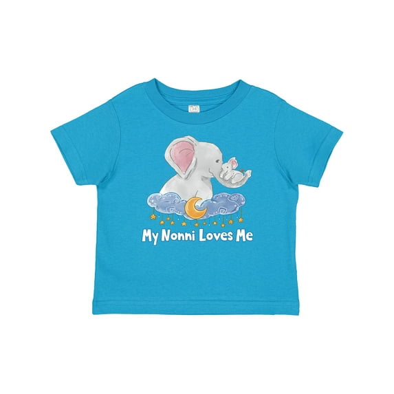 Inktastic My Nonni Loves Me Cute Elephants Clouds Moon and Stars Boys or Girls Baby T-Shirt
