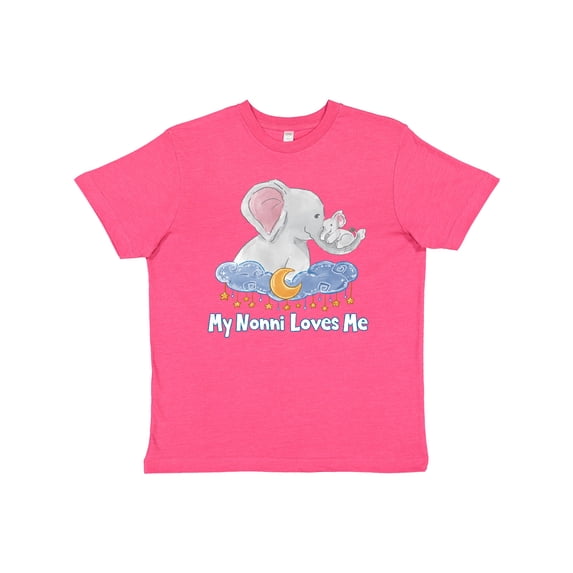 Inktastic My Nonni Loves Me Cute Elephants Clouds Moon and Stars Youth T-Shirt