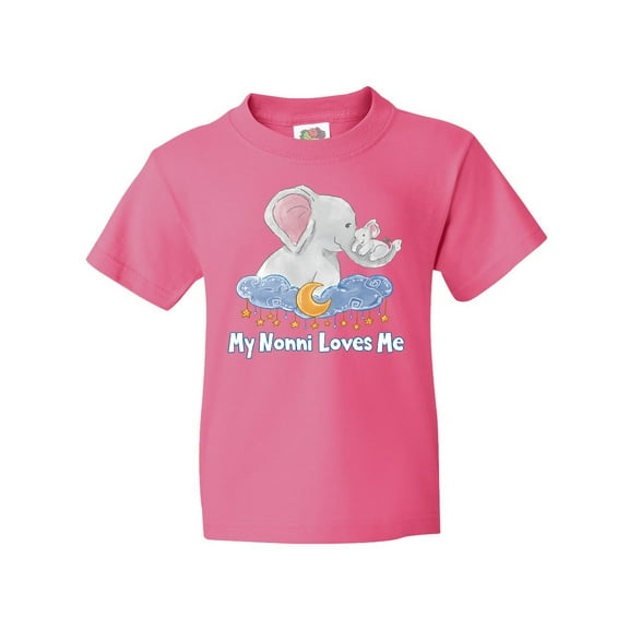 Inktastic My Nonni Loves Me Cute Elephants Clouds Moon and Stars Youth T-Shirt