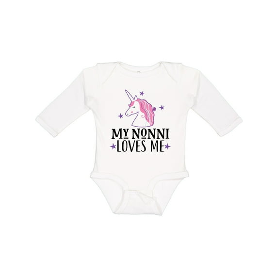 Inktastic My Nonni Loves Me Girl Unicorn Girls Long Sleeve Baby Bodysuit