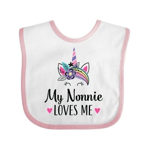 Inktastic My Nonnie Loves Me Unicorn Girls Baby Bib