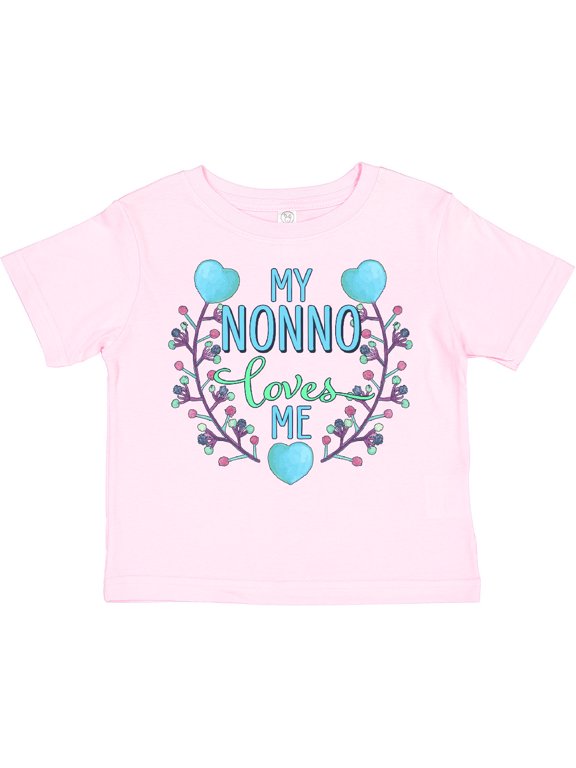 My Nonno Loves Me with Flowers and Hearts Boys or Girls Toddler T-Shirt