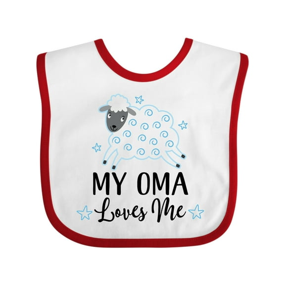 Inktastic My Oma Loves Me Baby Lamb Boys or Girls Baby Bib