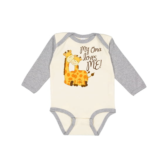Inktastic My Oma Loves Me Boys or Girls Long Sleeve Baby Bodysuit